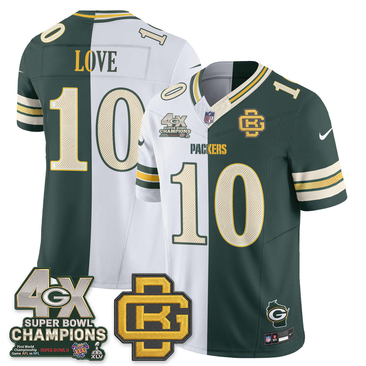 Green Bay Packers Rivalries Split Edition Vapor Jersey - Stitched