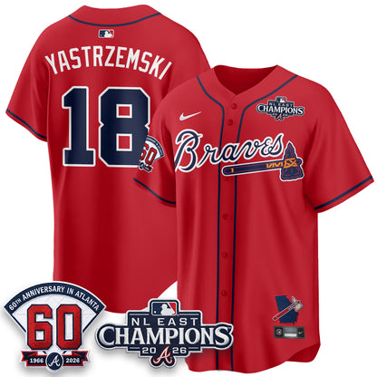 Atlanta Braves 2026 NL East Champs Vapor Jersey - Stitched