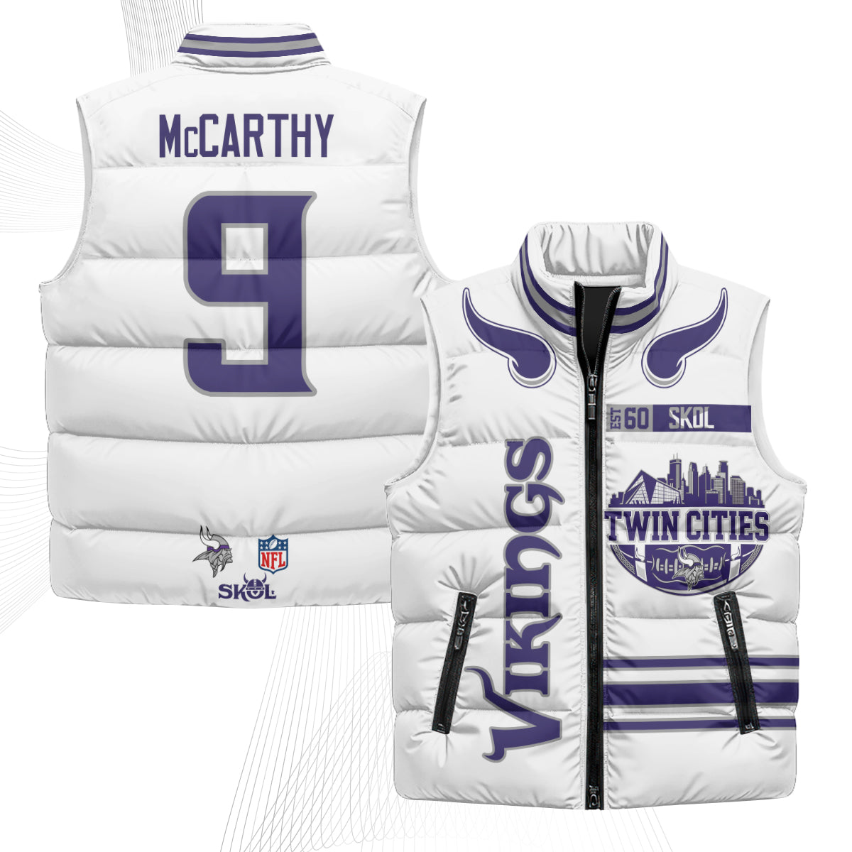Minnesota Vikings Twin City Puffer Vest - Printed