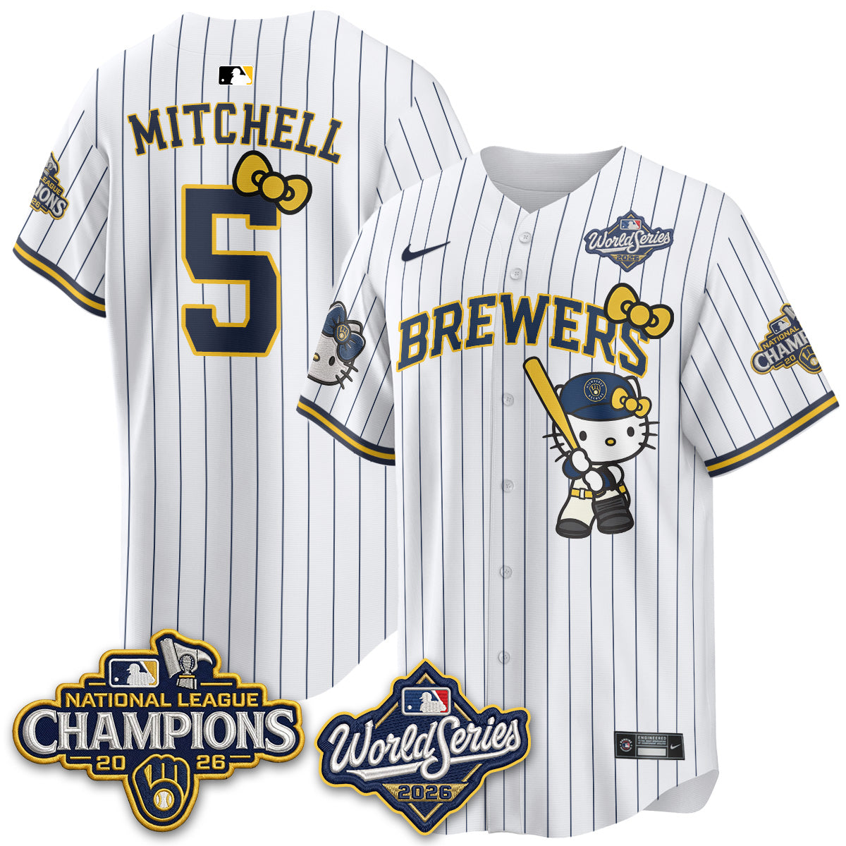 Milwaukee Brewers 2026 NL Champions x Meow KT Vapor Jersey - Stitched