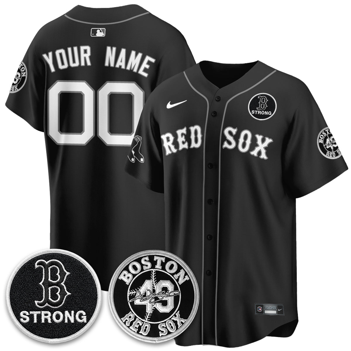 BOS Tim Wakefield Memorial Patch Vaper Premier Limited Custom Jersey - All Stitched V2