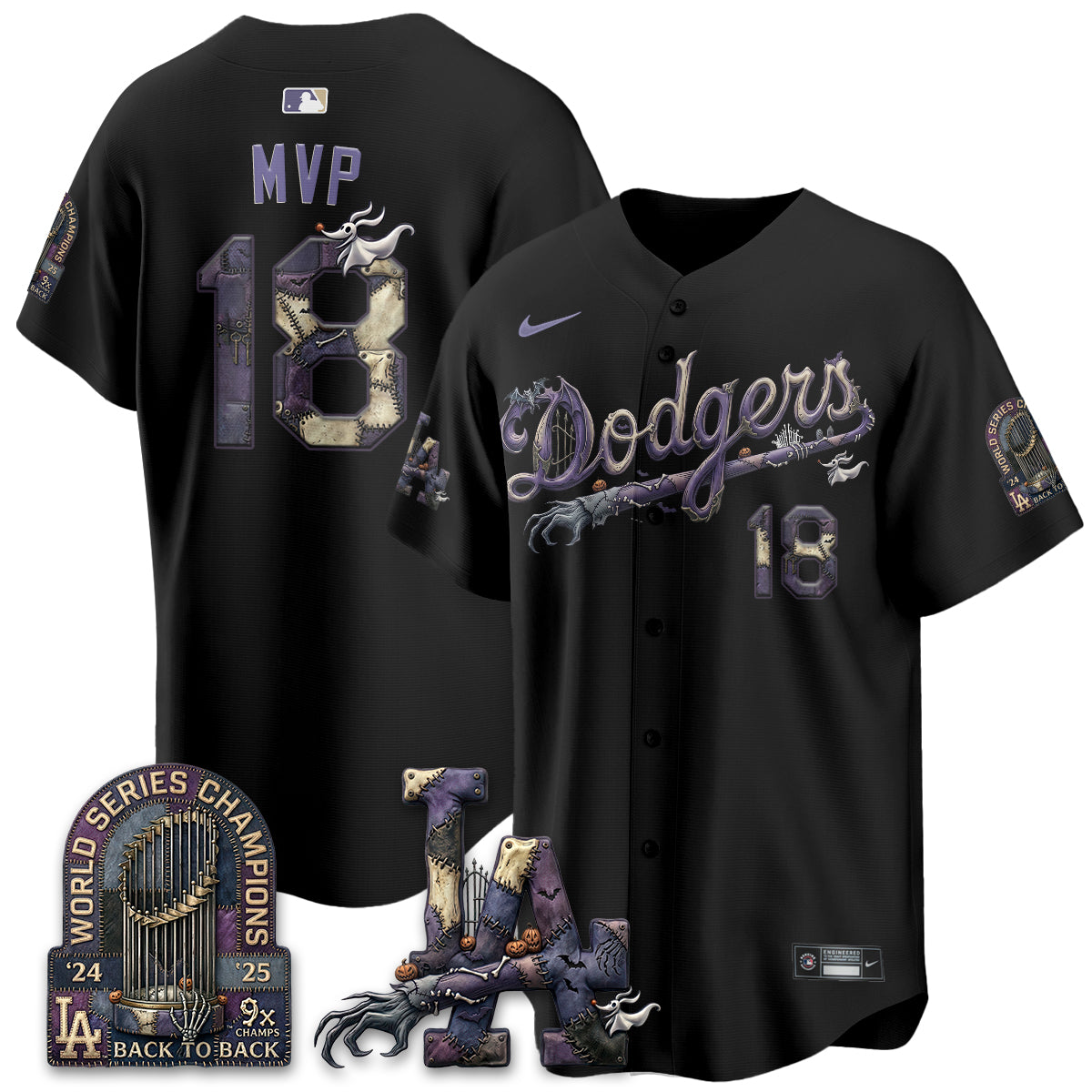 Los Angeles Dodgers Nightmare Edition Vapor Jersey - Printed