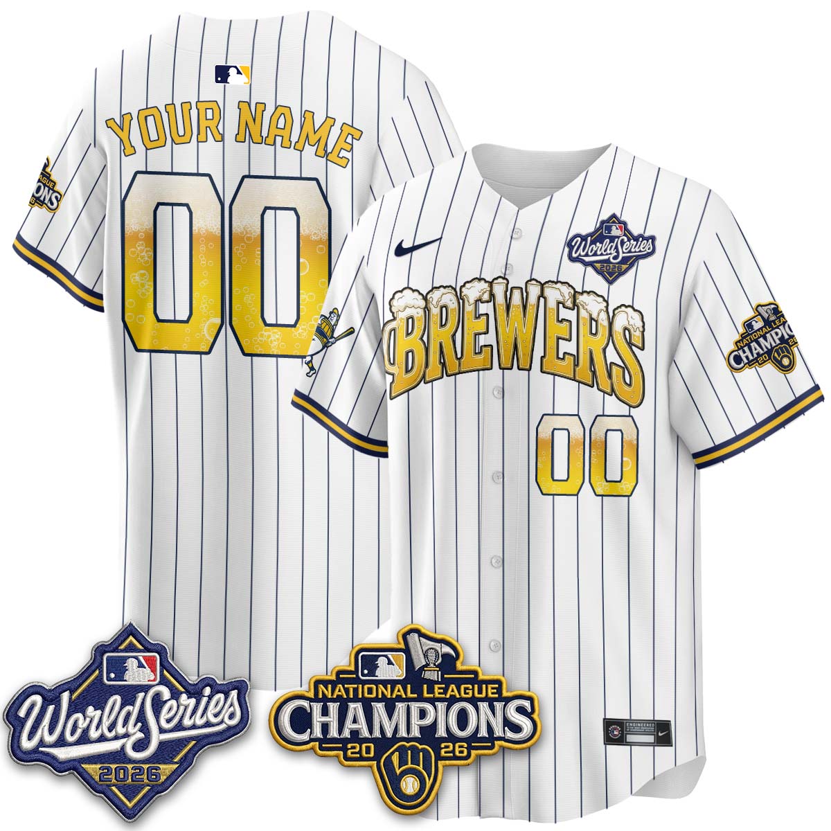 Milwaukee Brewers "Pitcher & Pint" 2026 NL Champions Custom Vapor Jersey - Stitched