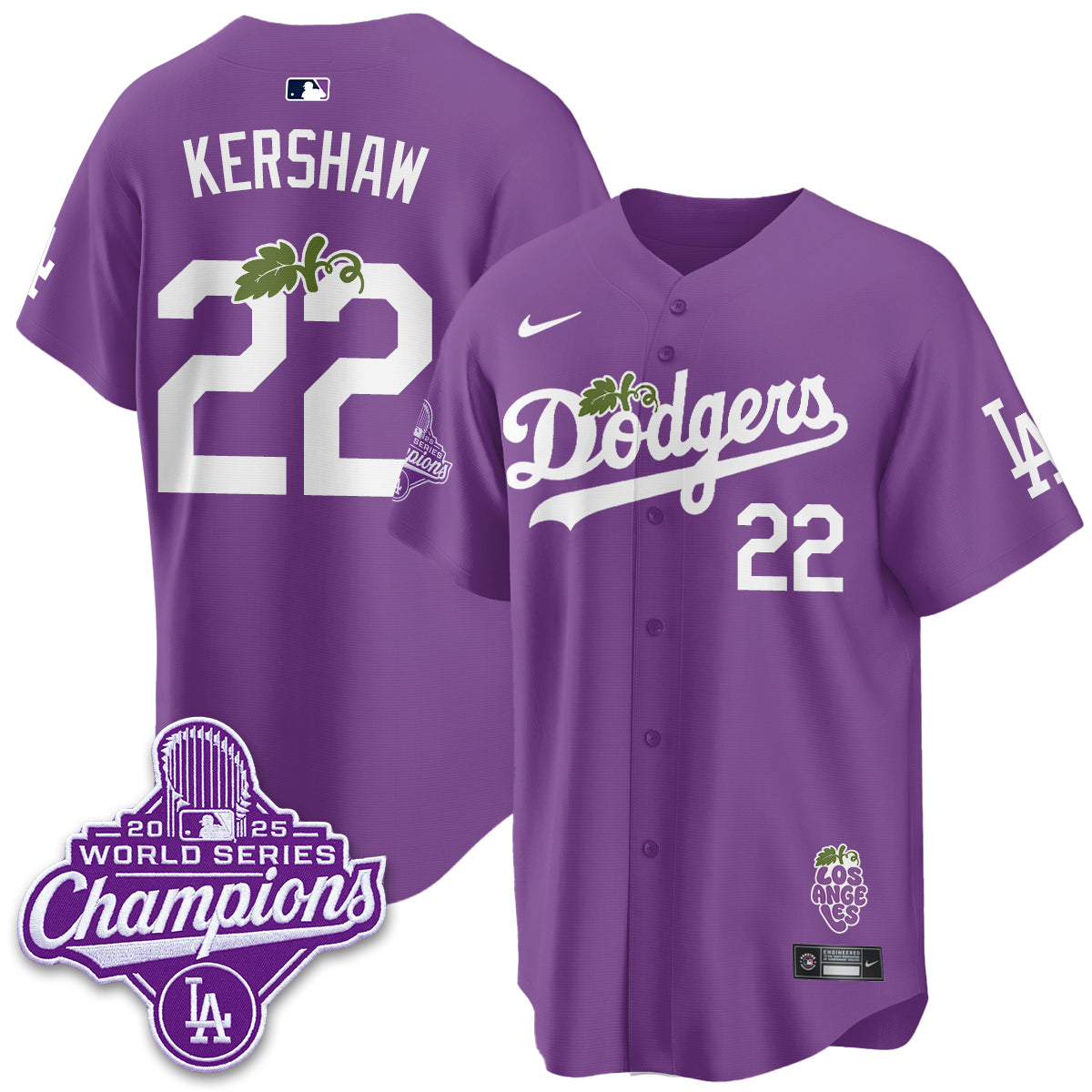 Los Angeles Dodgers Grape Edition Vapor Jersey - Stitched