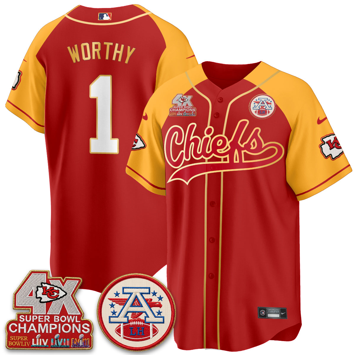 KC 4X Champs Gold Trim Edition Vapor Baseball Jersey - Stitched