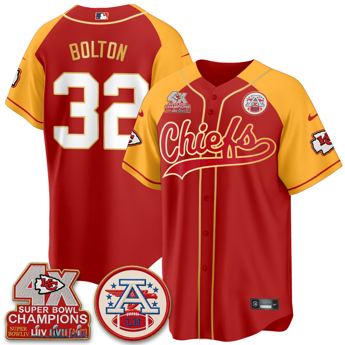KC 4X Champs Gold Trim Edition Vapor Baseball Jersey - Stitched