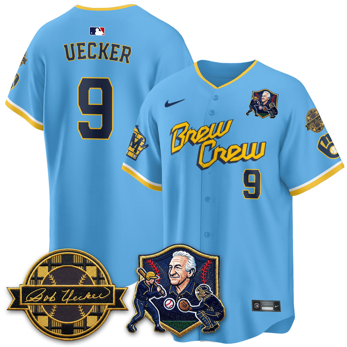 MIL Bob Uecker - 54 Seasons for Brewers' Vapor Limited Gold Jersey - All Stitched
