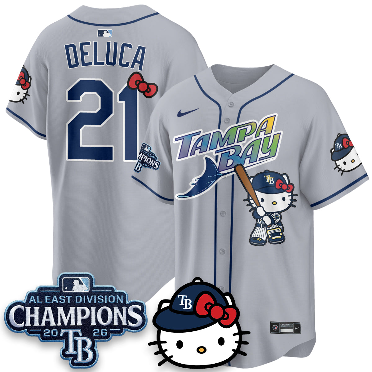Tampa Bay Rays x Meow KT 2026 AL East Champs Vapor Jersey - Stitched