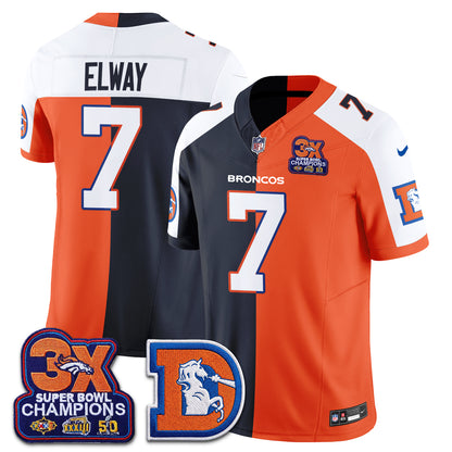 Denver Broncos Throwback Split Vapor Jersey - Stitched