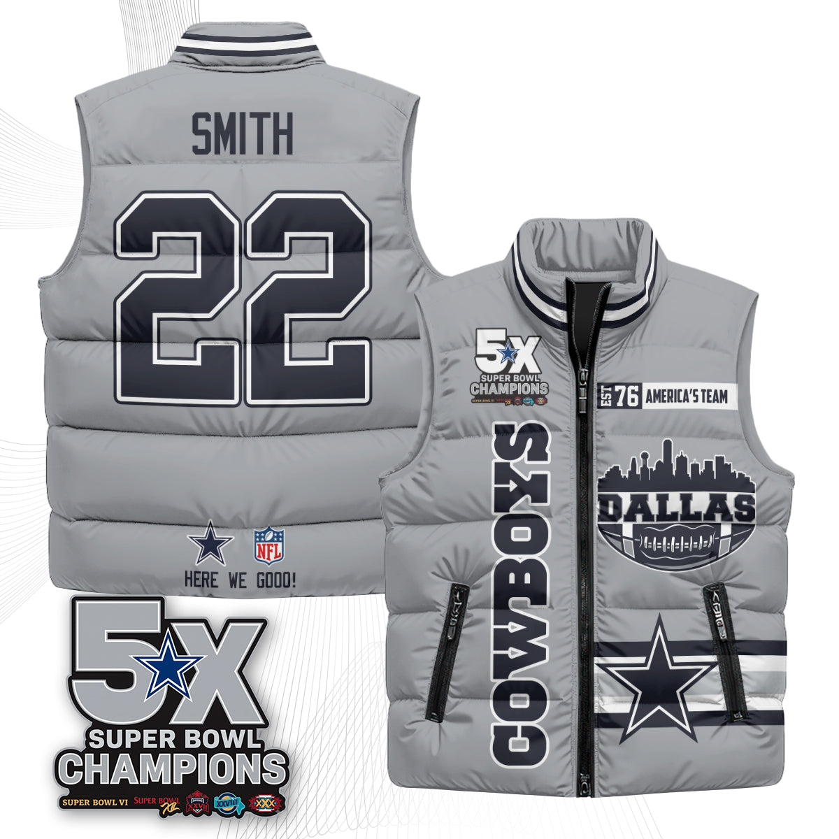 DAL "America's Team" Puffer Vest - Printed