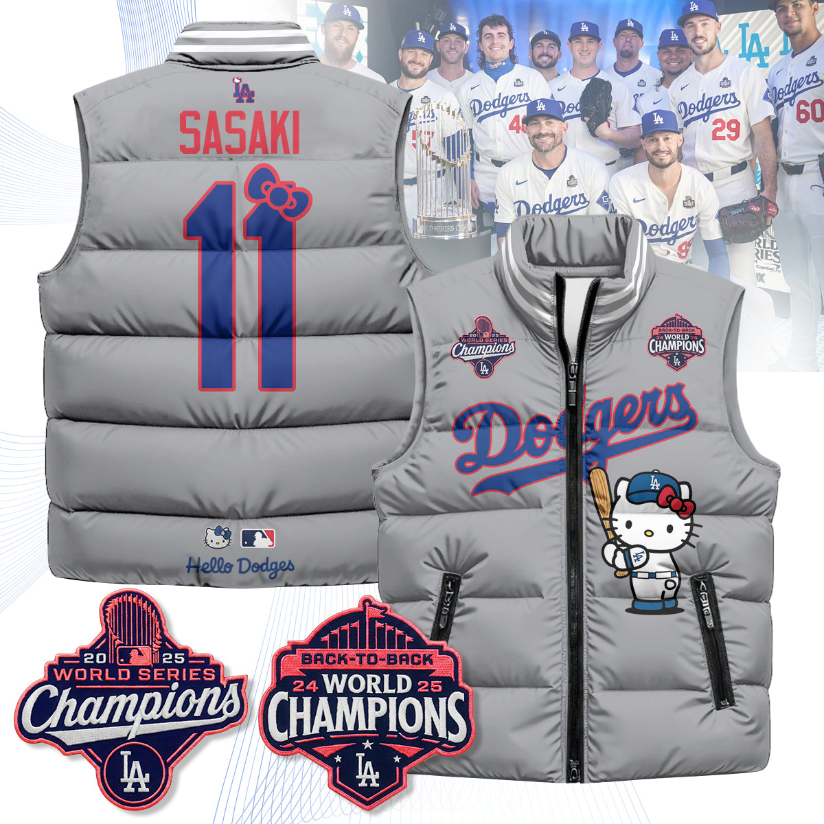 Los Angeles Dodgers Meow KT Edition Unisex Puffer Vest - Printed