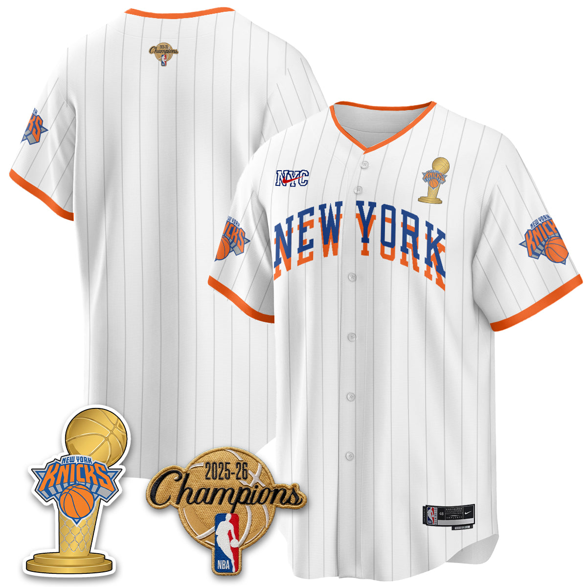 NYK 2026 NBA Champions Vapor Black Gold Jersey - Stitched