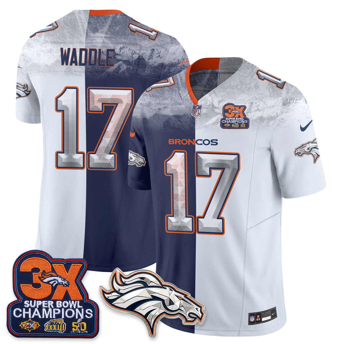 Denver Broncos Mile High Split Edition Vapor Jersey - Stitched