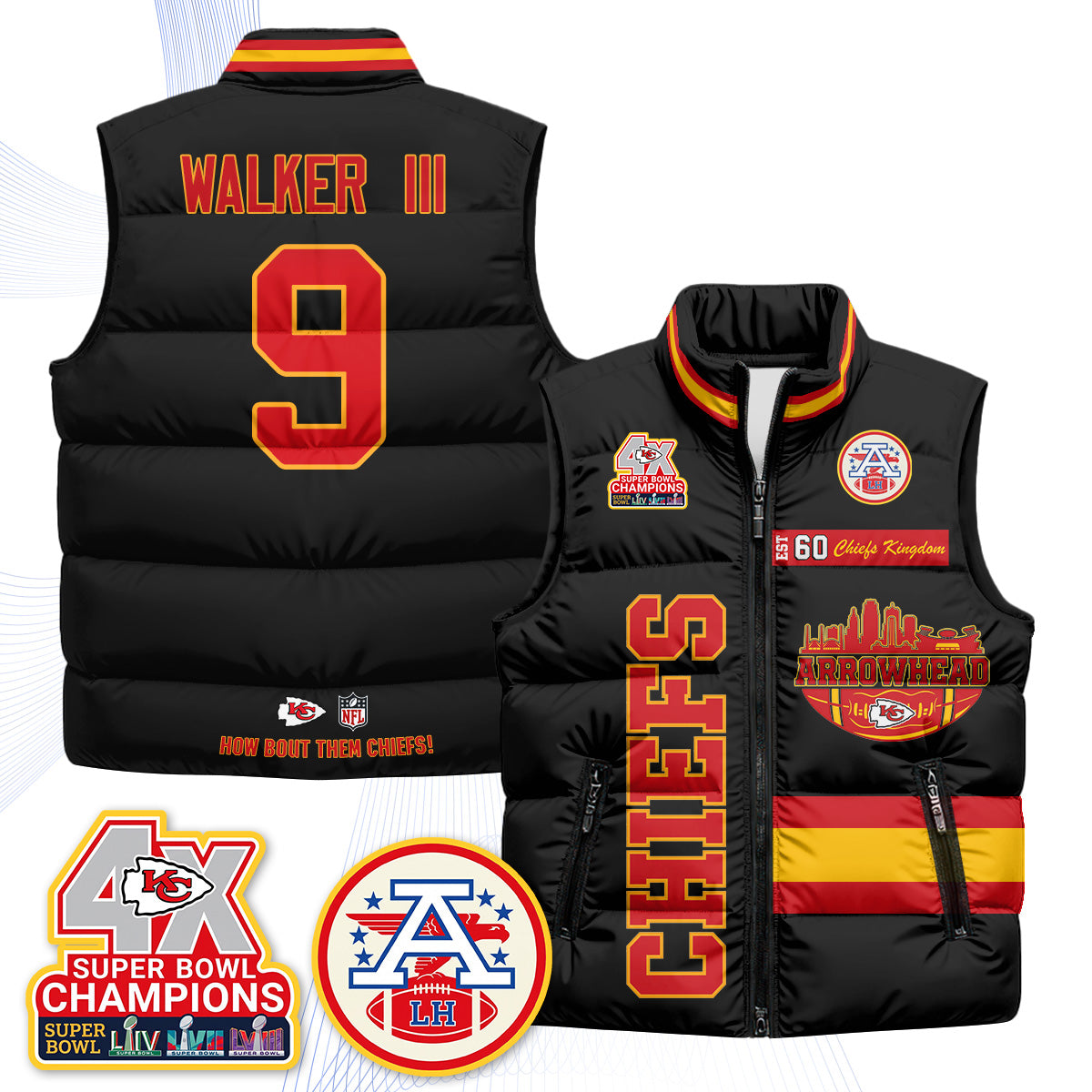 KC Arrowhead Puffer Vest - Printed