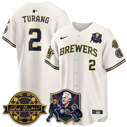 MIL Bob Uecker - 54 Seasons for Brewers' Vapor Limited Gold Jersey - All Stitched