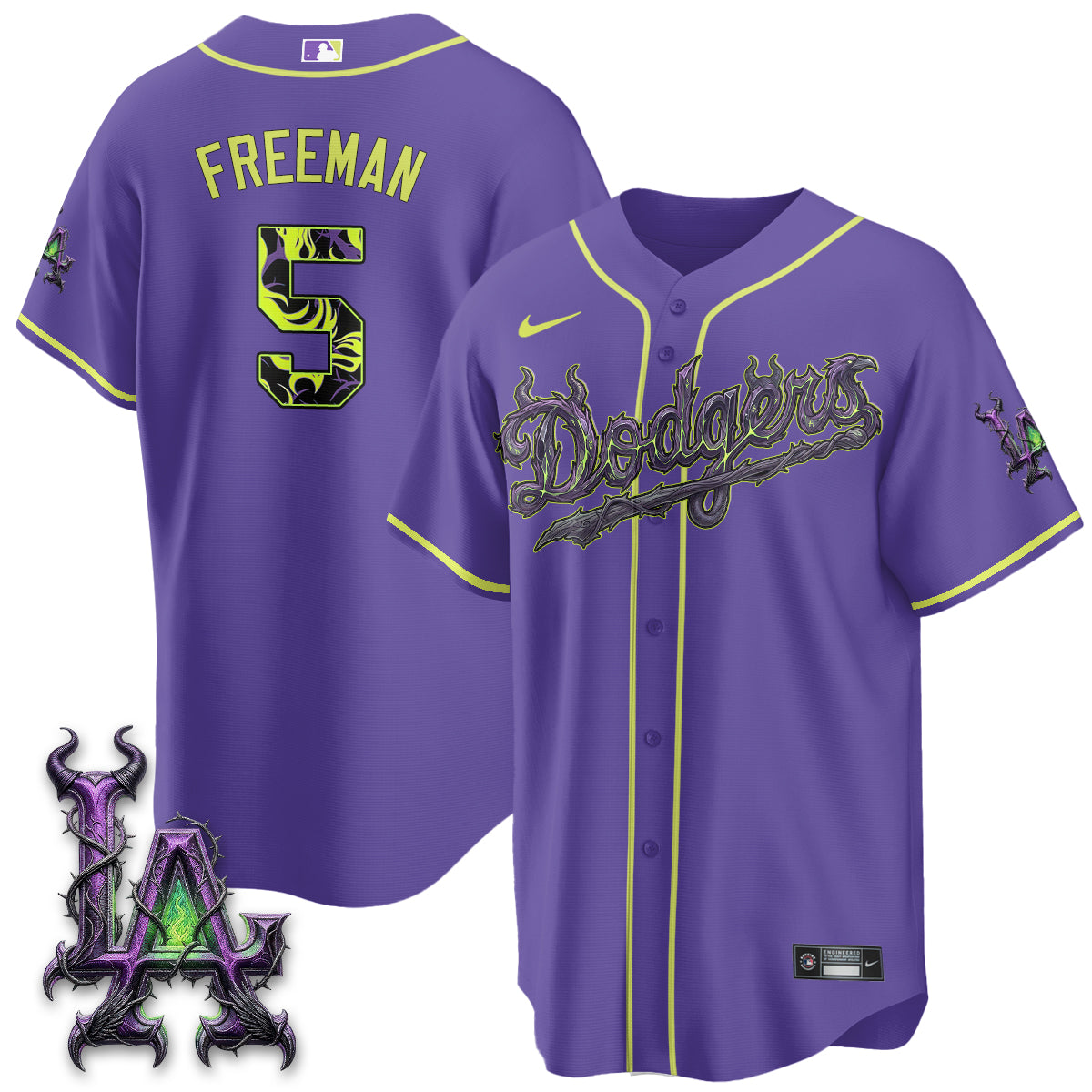 Los Angeles Dodgers Villains Halloween - Horned Queen Vapor Jersey- Stitched