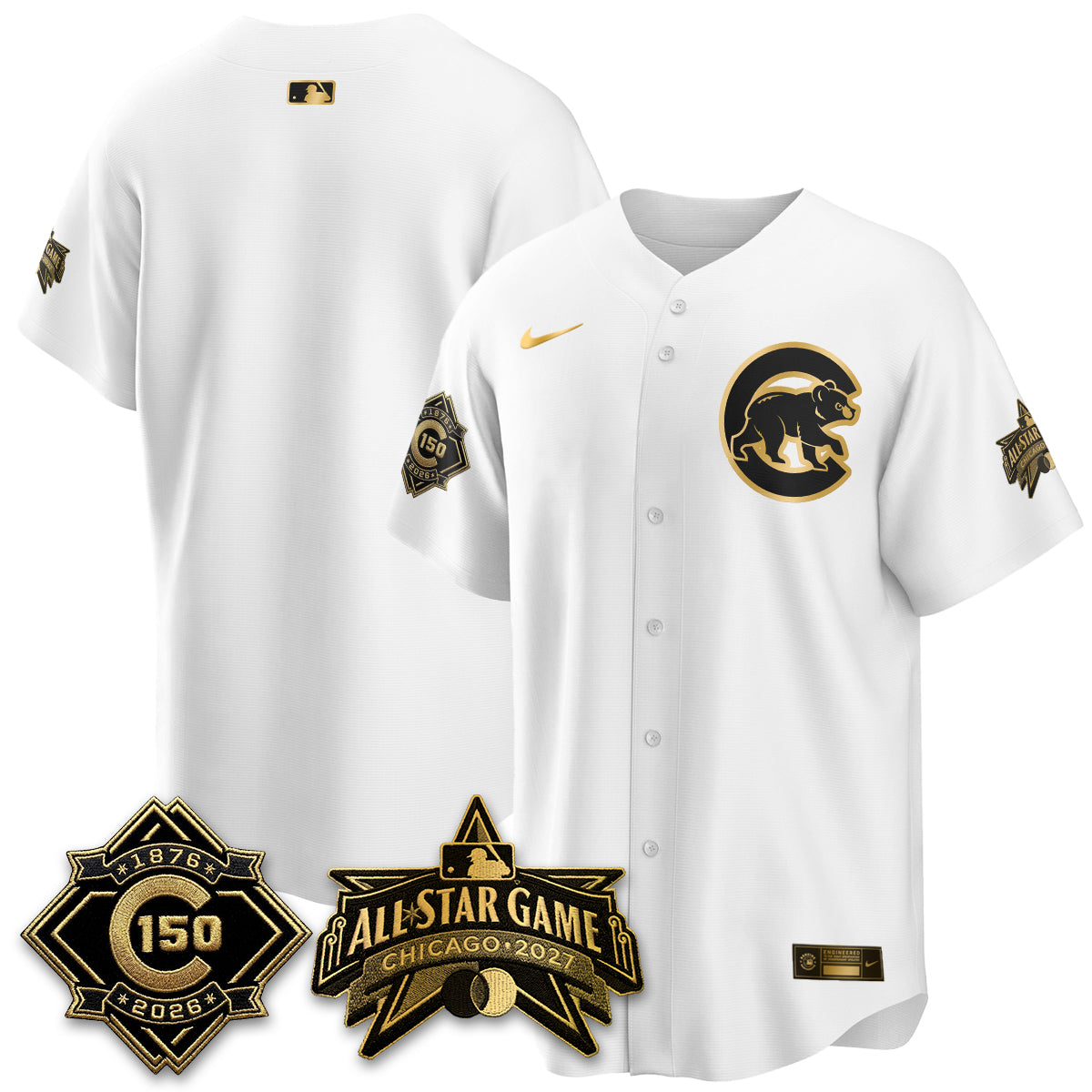 Chicago Cubs 2027 All Star Game Gold Edition Vapor Jersey - Stitched