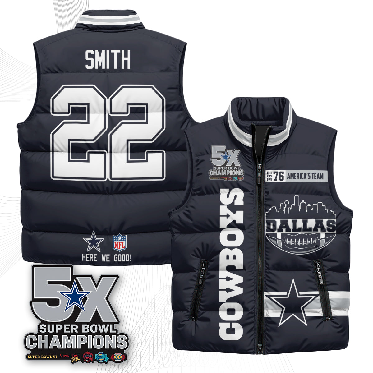 DAL "America's Team" Puffer Vest - Printed