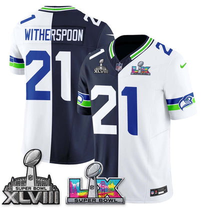 Seattle Seahawks Throwback 2 SB Patches Vapor Jersey - Stitched