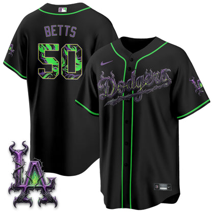 Los Angeles Dodgers Villains Halloween - Horned Queen Vapor Jersey- Stitched