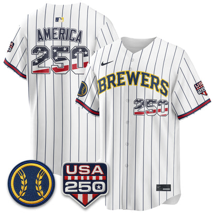 Milwaukee Brewers Fourth of July Vapor Limited Jersey - Stitched