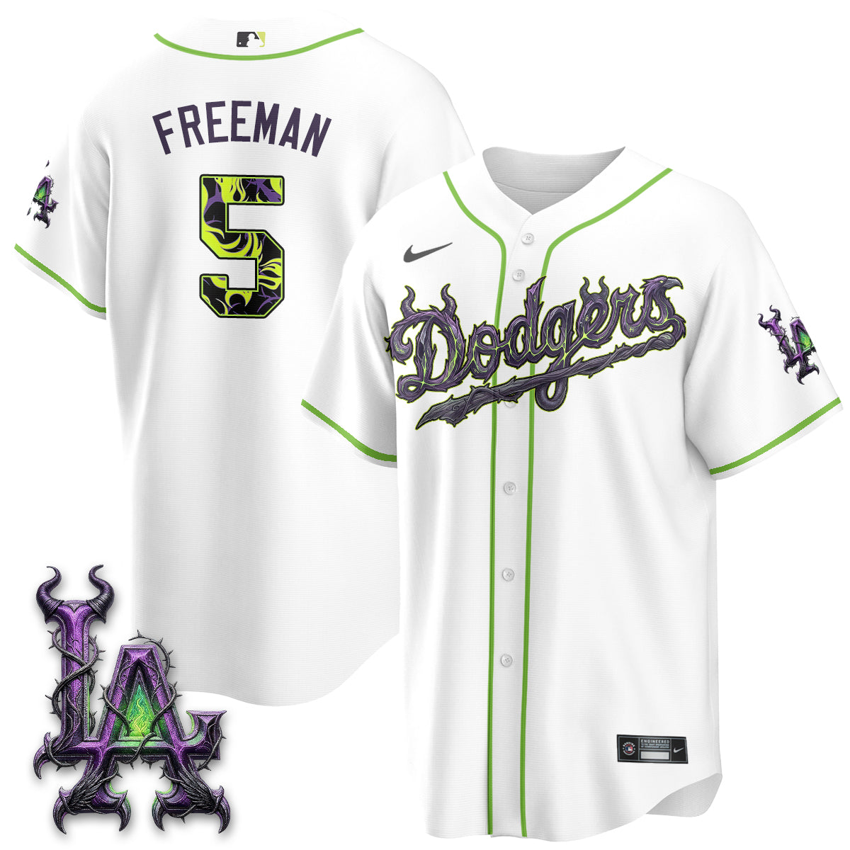 Los Angeles Dodgers Villains Halloween - Horned Queen Vapor Jersey- Stitched
