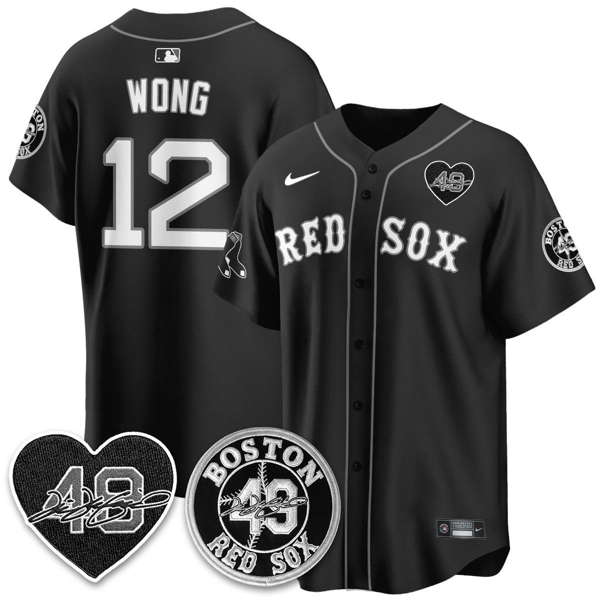 BOS Tim Wakefield Memorial Patch Vaper Premier Limited Red Jersey - All Stitched