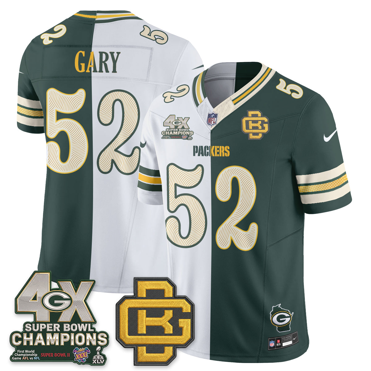 Green Bay Packers Rivalries Split Edition Vapor Jersey - Stitched