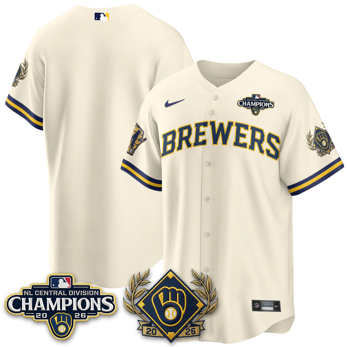 Milwaukee Brewers 2026 NL Division Champs Vapor Jersey - Stitched