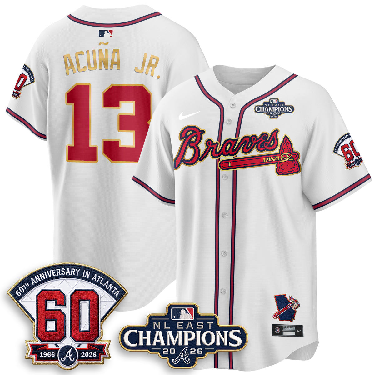 Atlanta Braves 2026 NL East Champs Gold Edition Vapor Jersey - Stitched