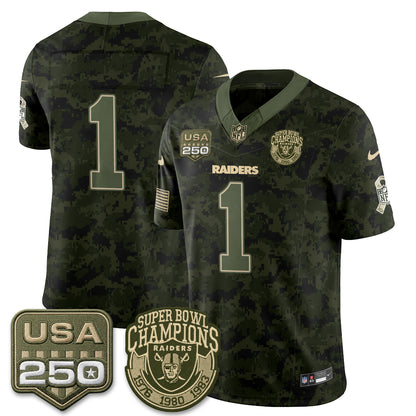 Las Vegas Raiders 2026 Salute to Service Edition Vapor Jersey - Stitched