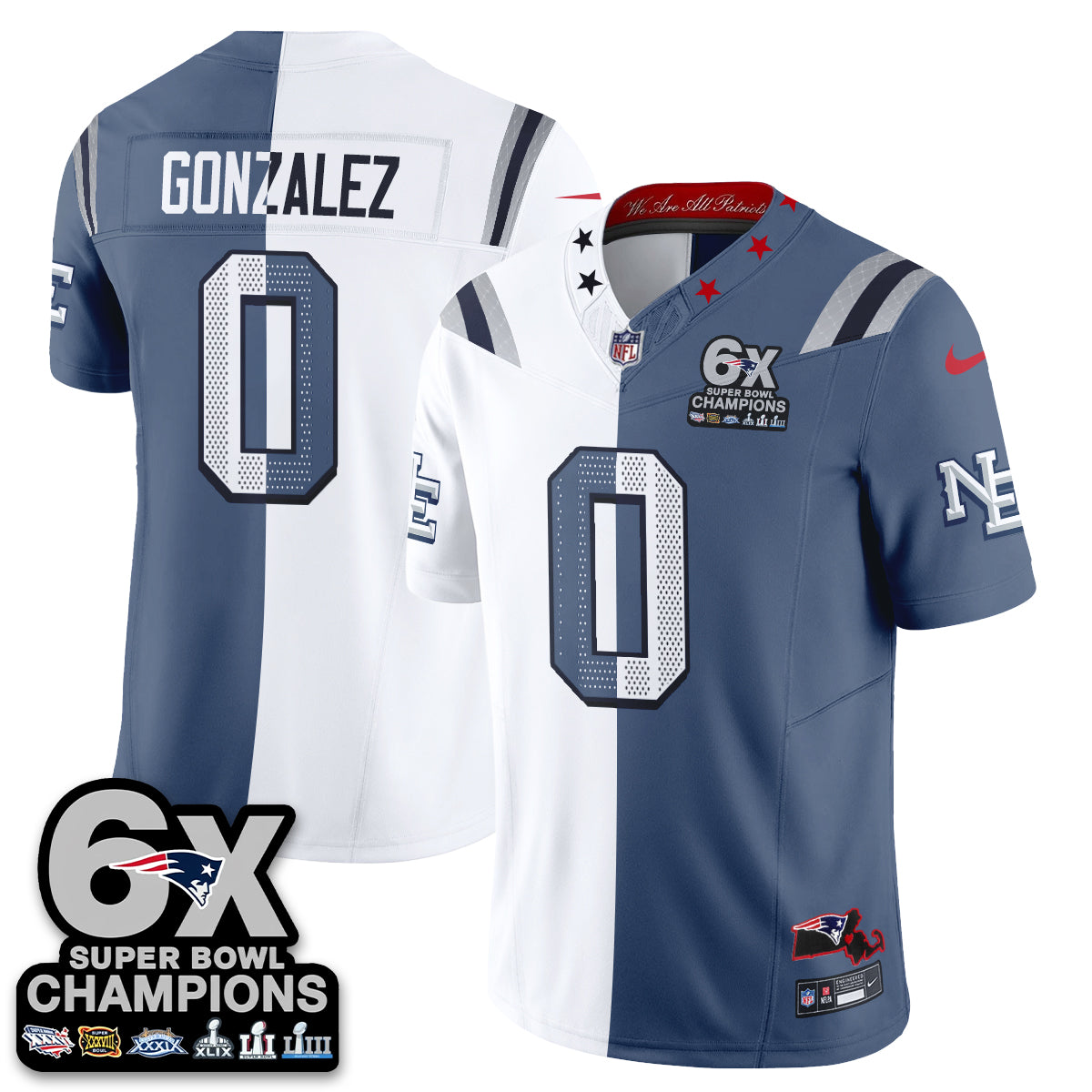 New England Patriots Rivalries Split Edition Vapor Jersey - Stitched