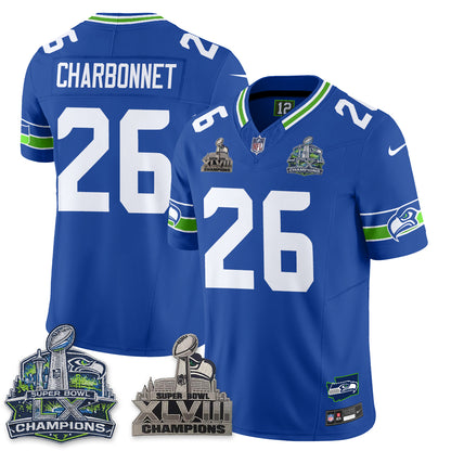 SEA S.Bowl Champions Patch Vapor Jersey - Stitched
