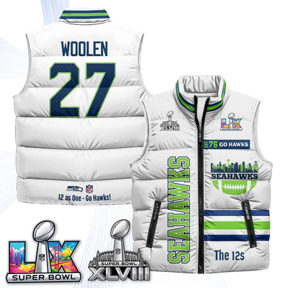 Seattle Seahawks "Go Hawks" Edition Puffer Vest - Printed