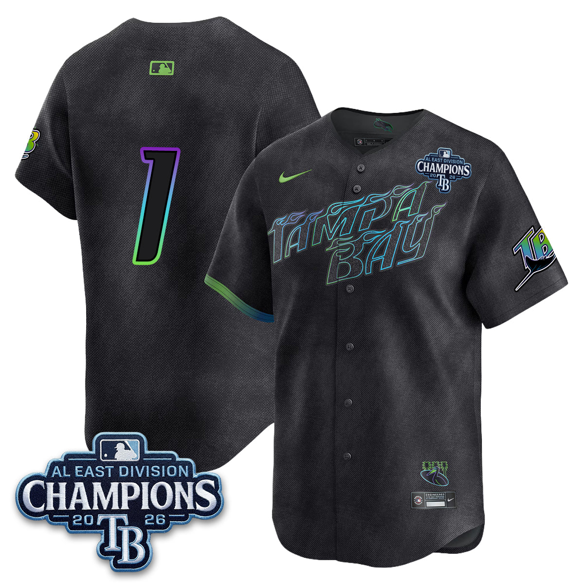 Tampa Bay Rays 2026 AL East Champs Vapor Jersey - Stitched