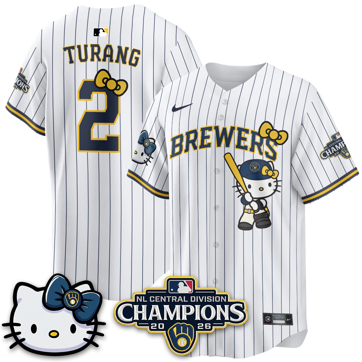 Milwaukee Brewers NL Central Champs x Meow KT Vapor Jersey - Stitched