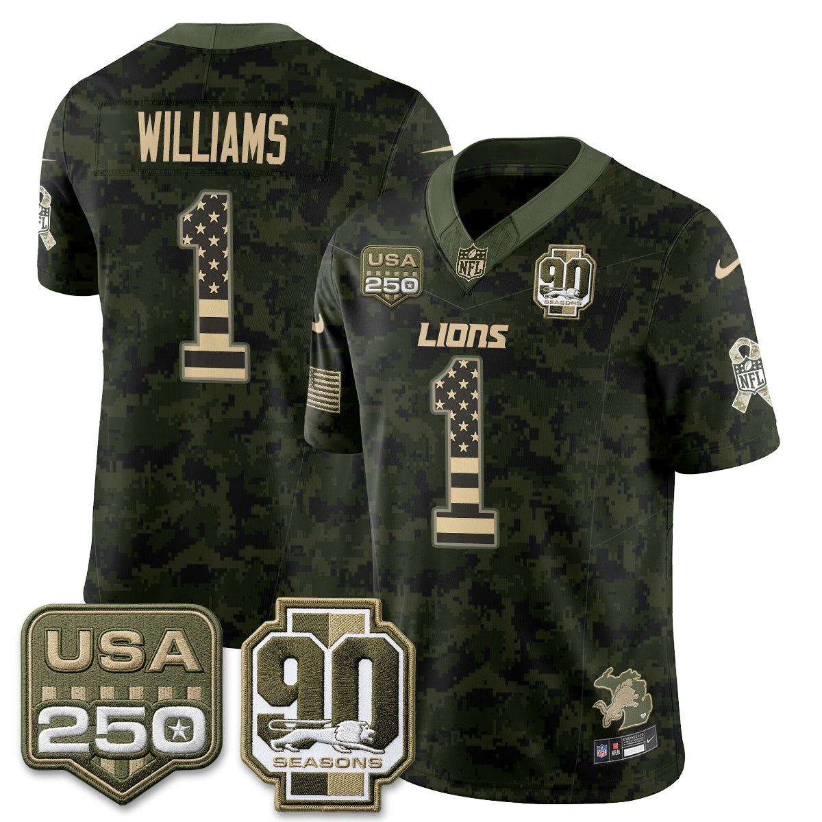 Detroit Lions 2026 Salute to Service Vapor Jersey - Stitched