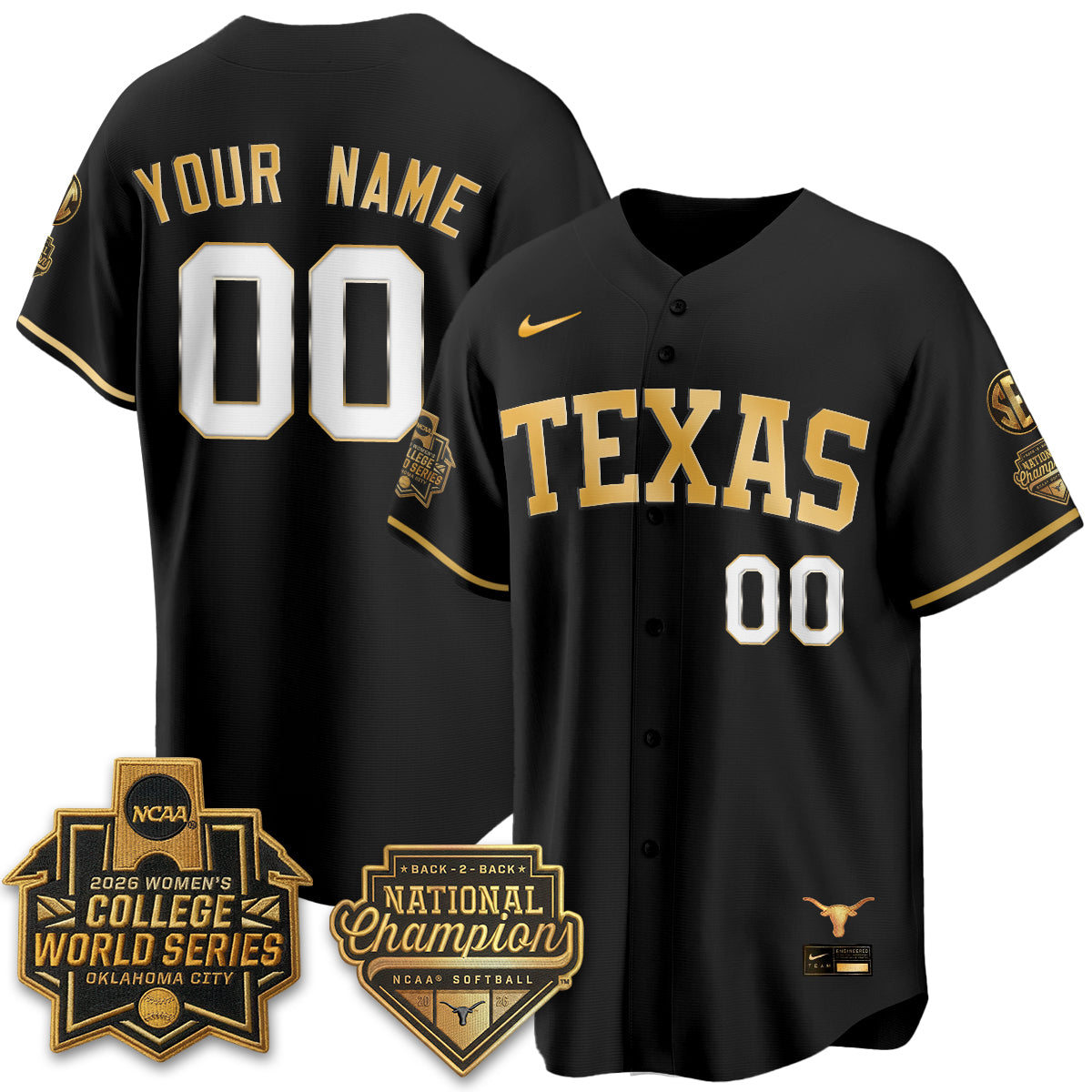 TEX Softball 2026 World Series (WCWS) Vapor Premier Limited Custom Jersey - B2B Champs - Stitched