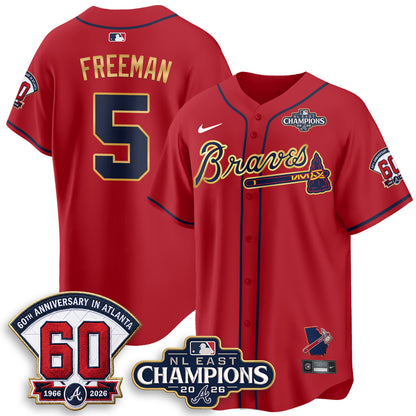 Atlanta Braves 2026 NL East Champs Gold Edition Vapor Jersey - Stitched