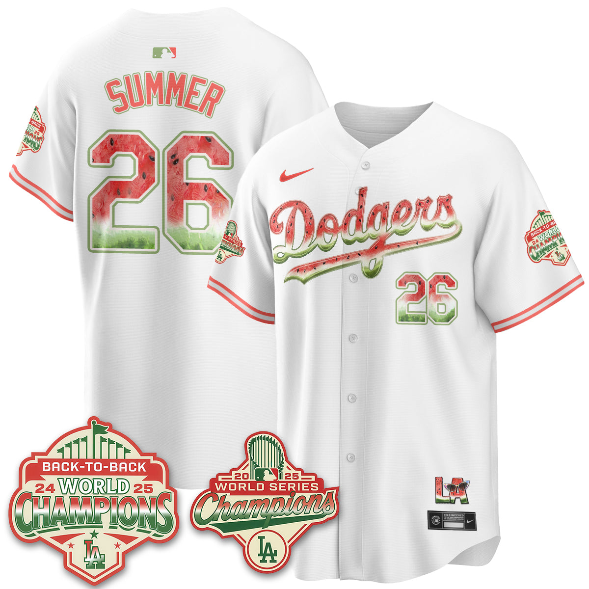 Los Angeles Dodgers National Watermelon Day Vapor Jersey - Stitched