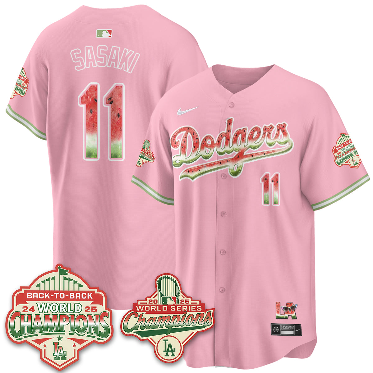 Los Angeles Dodgers National Watermelon Day Vapor Jersey - Stitched