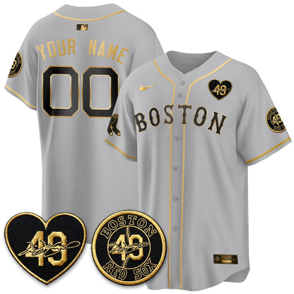 BOS Tim Wakefield Memorial Patch Vaper Premier Limited Gold Edition Custom Jersey - All Stitched