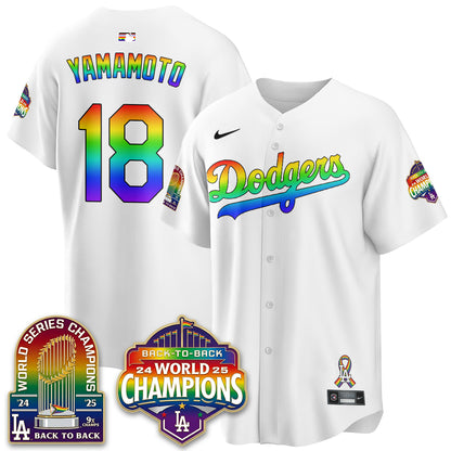 Los Angeles Dodgers Happy Pride Month Vapor Jersey - Stitched