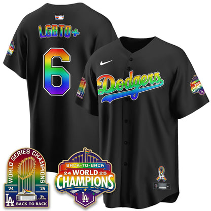 Los Angeles Dodgers Happy Pride Month Vapor Jersey - Stitched