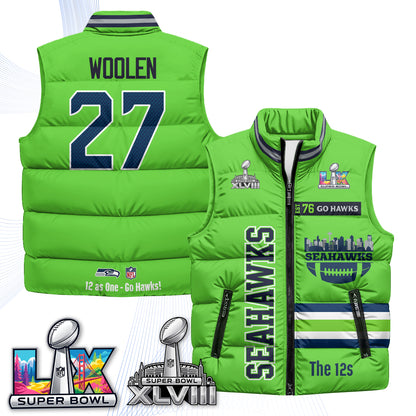 Seattle Seahawks "Go Hawks" Edition Puffer Vest - Printed