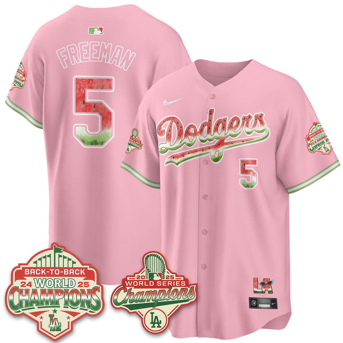 Los Angeles Dodgers National Watermelon Day Vapor Jersey - Stitched