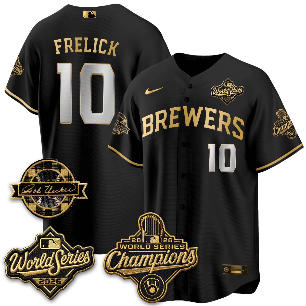 MIL 2026 WS Champions - Bob Uecker Patch Cream Jersey - Stitched (#24)