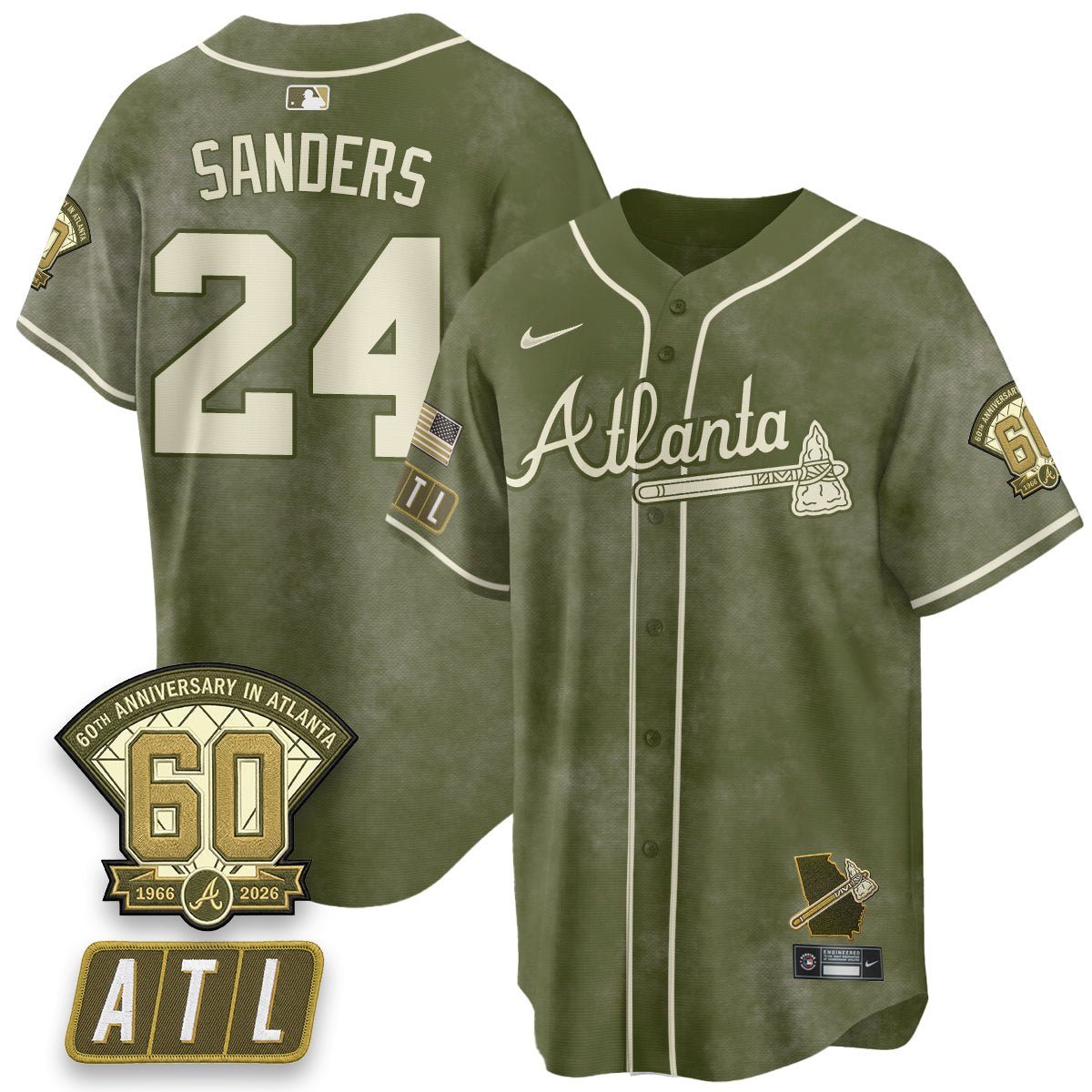 ATL New Era Olive 2026 Armed Forces Day Vapor Limited Jersey - All Stitched