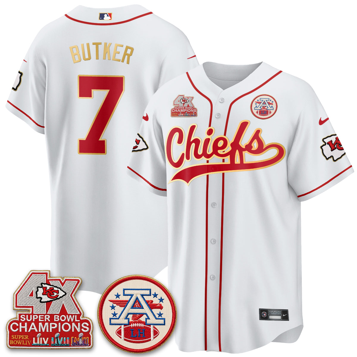 KC 4X Champs Gold Trim Edition Vapor Baseball Jersey - Stitched