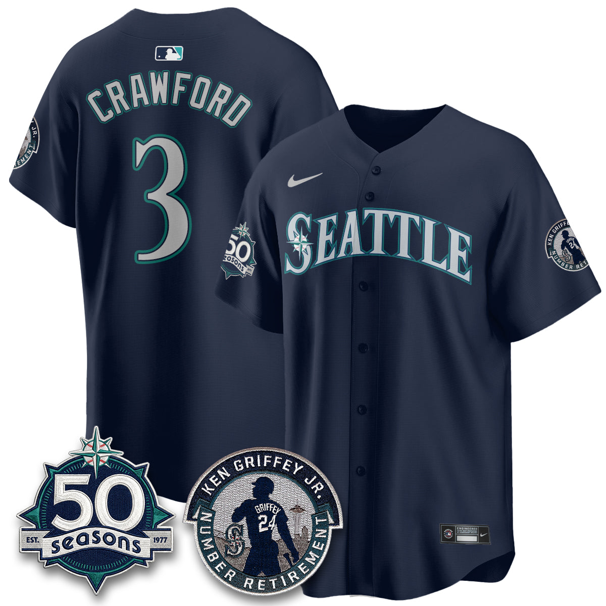 SEA Ken Griffey Jr. Patch Vapor Premier Limited Jersey - All Stitched